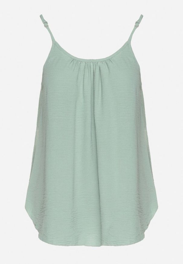 Born2be - Jasnozielony Klasyczny Top z Bawełną Pumera. Okazja: na co dzień. Kolor: zielony. Materiał: bawełna. Długość rękawa: na ramiączkach. Styl: klasyczny