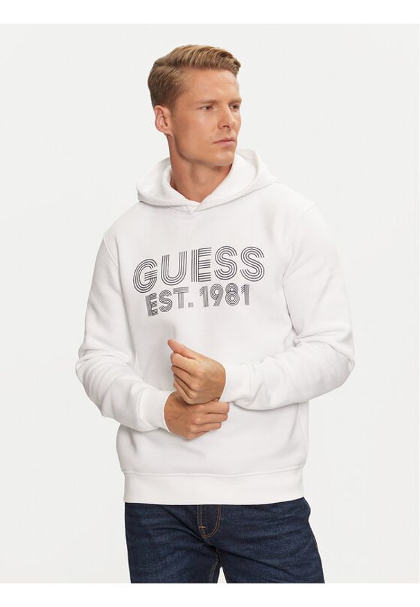 Guess Bluza M4YQ36 K9Z21 Biały Regular Fit. Kolor: biały. Materiał: syntetyk, bawełna