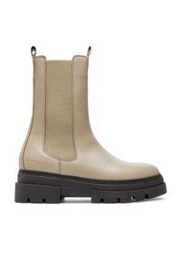 TOMMY HILFIGER - Tommy Hilfiger Sztyblety Monochromatic Chelsea Boot FW0FW06730 Beżowy. Kolor: beżowy. Materiał: skóra