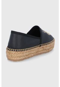 Love Moschino Espadryle skórzane kolor czarny na platformie. Nosek buta: okrągły. Kolor: czarny. Materiał: skóra. Obcas: na platformie #3