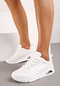 Renee - Białe Sneakersy na Grubej Podeszwie przed Kostkę Floemini. Wysokość cholewki: przed kostkę. Zapięcie: sznurówki. Kolor: biały. Materiał: jeans #6