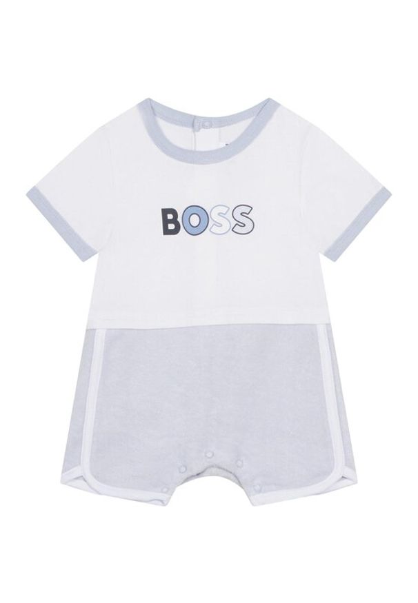 BOSS - Boss Romper J94340 Błękitny Regular Fit. Kolor: niebieski. Materiał: bawełna