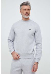 Lacoste bluza męska kolor szary gładka SH9608-132. Kolor: szary. Materiał: bawełna, poliester. Wzór: gładki #1
