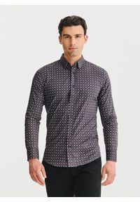 Pako Lorente - PAKO LORENTE - Brązowa koszula mikrowzór. Kolor: brązowy. Materiał: bawełna, elastan. Długość rękawa: długi rękaw. Długość: długie. Sezon: jesień #8
