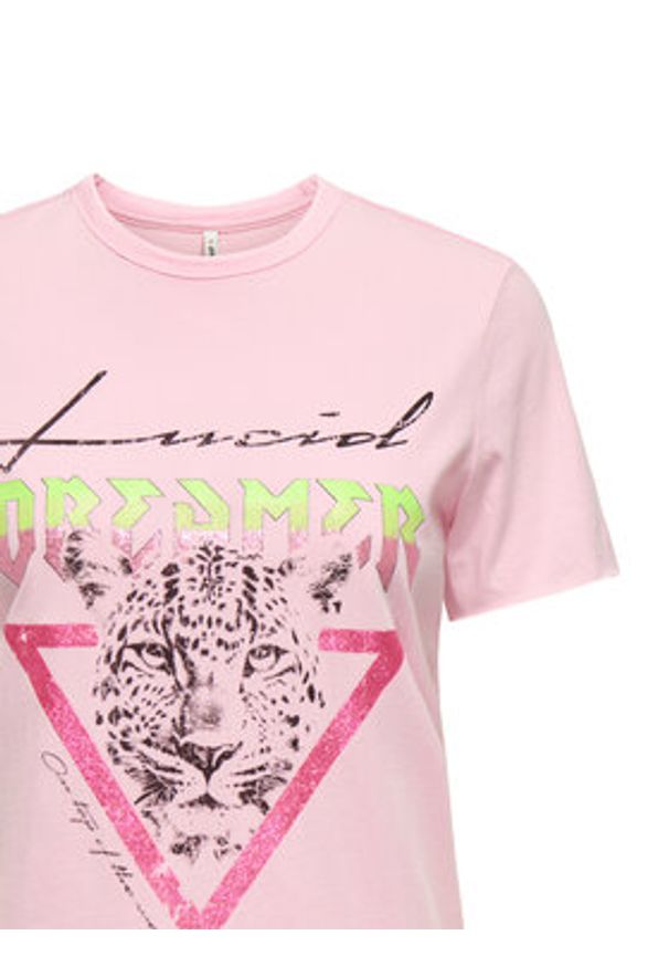 only - ONLY T-Shirt Lucy 15307412 Różowy Regular Fit. Kolor: różowy. Materiał: bawełna