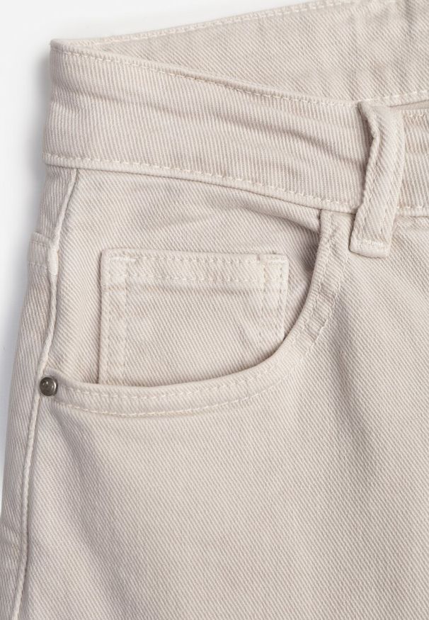 Renee - Beżowe Szerokie Jeansy Bawełniane High Waist Fyrlyss. Okazja: na co dzień. Stan: podwyższony. Kolor: beżowy. Styl: casual, elegancki