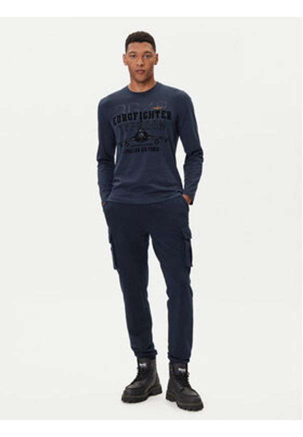 Aeronautica Militare Longsleeve 252TS2477UJ00641 Granatowy Regular Fit. Kolor: niebieski. Materiał: bawełna. Długość rękawa: długi rękaw