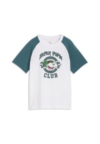 Puma - Dziecięca koszulka Super PUMA z grafiką PUMA. Kolor: biały. Sport: joga i pilates #1