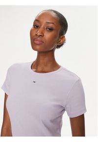 Tommy Jeans T-Shirt Essential DW0DW17383 Fioletowy Slim Fit. Kolor: fioletowy. Materiał: bawełna #3