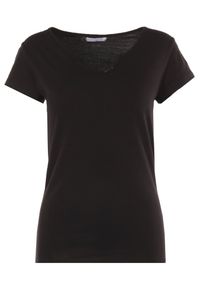 Born2be - Czarny T-shirt Thonilacia. Kolor: czarny. Materiał: bawełna, dzianina. Długość rękawa: krótki rękaw. Długość: krótkie. Wzór: aplikacja #3