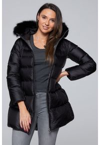 Hetrego - HETREGO Czarna damska długa kurtka puchowa Hanna z lisem, Rozmiar 38 EU - 42 IT. Kolor: czarny. Materiał: puch. Długość: długie #4