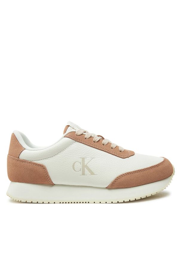 Calvin Klein Jeans Sneakersy Runner Laceup Low Mix Mg YW0YW01798 Biały. Kolor: biały. Materiał: zamsz, skóra