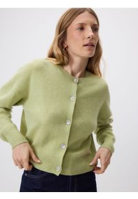 Reserved - Wełniany kardigan - jasnozielony. Kolor: zielony. Materiał: wełna