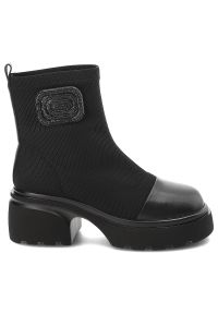 Czarne Botki Artiker Eleganckie Obuwie Damskie. Okazja: na co dzień. Kolor: czarny. Materiał: nubuk. Szerokość cholewki: normalna. Obcas: na obcasie. Styl: elegancki. Wysokość obcasa: wysoki #4