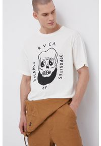RVCA - T-shirt. Kolor: beżowy. Materiał: dzianina. Wzór: nadruk