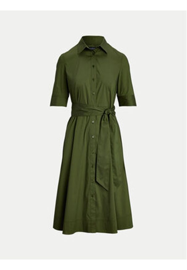 Lauren Ralph Lauren - LAUREN RALPH LAUREN Sukienka koszulowa 200748950014 Zielony Regular Fit. Kolor: zielony. Materiał: bawełna. Typ sukienki: koszulowe