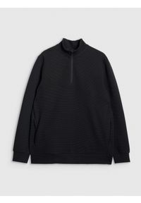 4f - 4F Bluza dresowa z dzianiny waflowej męska - czarna M. Kolor: czarny. Materiał: dresówka, dzianina