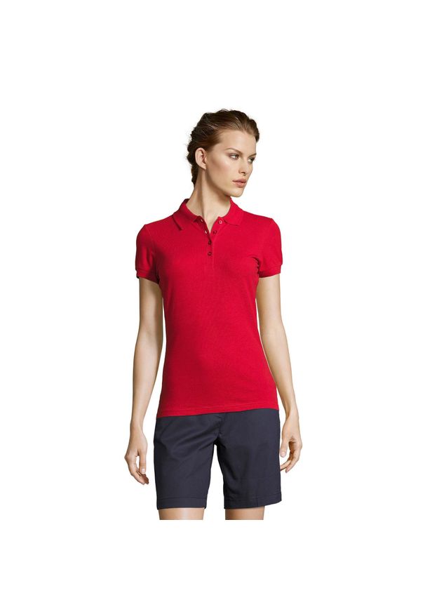 SOL'S - Damska Koszulka Polo People. Typ kołnierza: polo. Kolor: czerwony