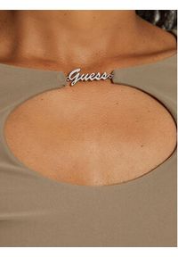 Guess Bluzka W4BP09 KCDE0 Brązowy Slim Fit. Kolor: brązowy. Materiał: wiskoza #4