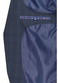 Taliowana, Elegancka Marynarka Męska - Casino - Granat, Delikatna Kratka. Kolor: niebieski. Materiał: poliester, wiskoza. Wzór: kratka. Styl: elegancki #2