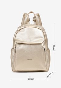 Renee - Złoty Plecak Ozdobiony Napisem Nillamea. Kolor: złoty. Materiał: jeans. Wzór: napisy, aplikacja. Styl: casual, elegancki #1