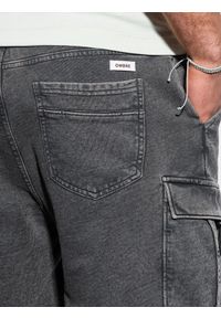 Ombre Clothing - Krótkie spodenki męskie dresowe W292 - grafitowe - XL. Kolor: szary. Materiał: dresówka. Długość: krótkie #2
