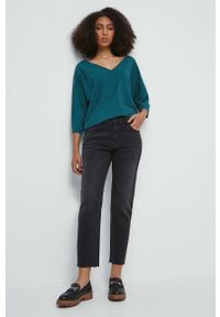 medicine - Medicine sweter damski kolor zielony lekki. Kolor: zielony. Materiał: materiał #4