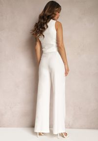 Renee - Biały Garniturowy Komplet Kamizelka i Proste Spodnie High Waist Nithriella. Kolor: biały #3