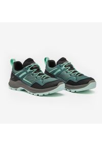 quechua - Buty turystyczne damskie Quechua MH100 wodoodporne. Kolor: wielokolorowy, czarny, zielony. Materiał: syntetyk