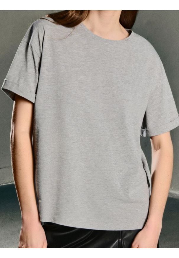 Sinsay - Koszulka z krótkim rękawem - szary. Kolor: szary. Długość rękawa: krótki rękaw. Długość: krótkie