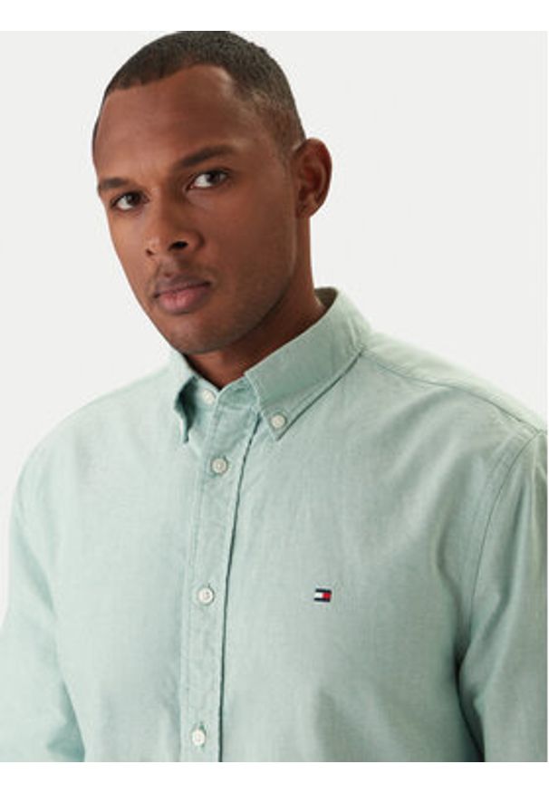 TOMMY HILFIGER - Tommy Hilfiger Koszula Solid Heritage MW0MW35774 Zielony Regular Fit. Kolor: zielony. Materiał: bawełna