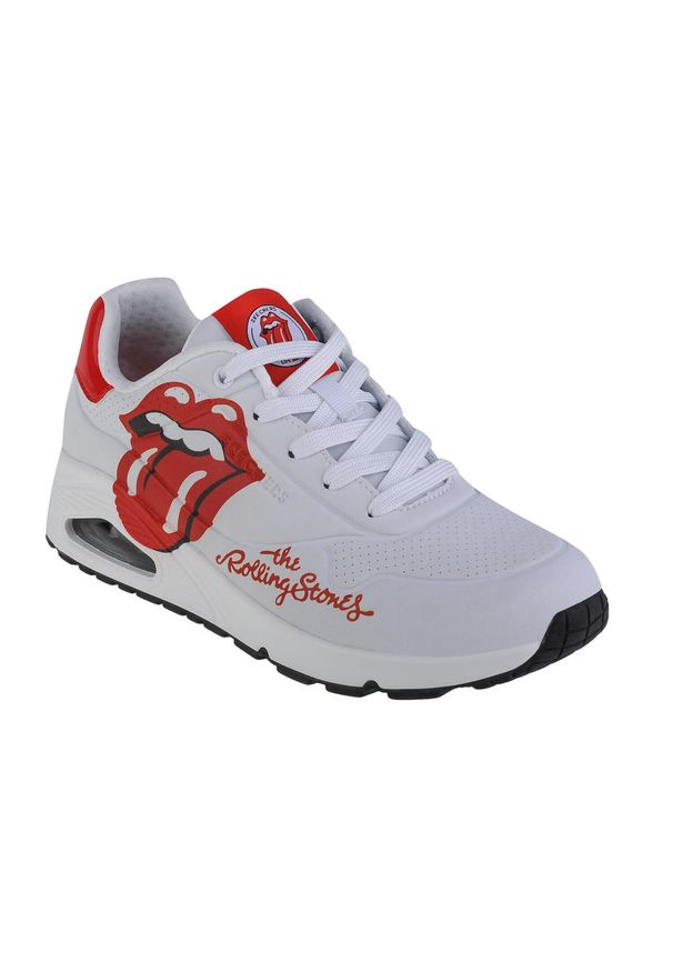 skechers - Buty sportowe Sneakersy damskie, Skechers Uno-Rolling Stones Single. Kolor: biały. Sport: turystyka piesza