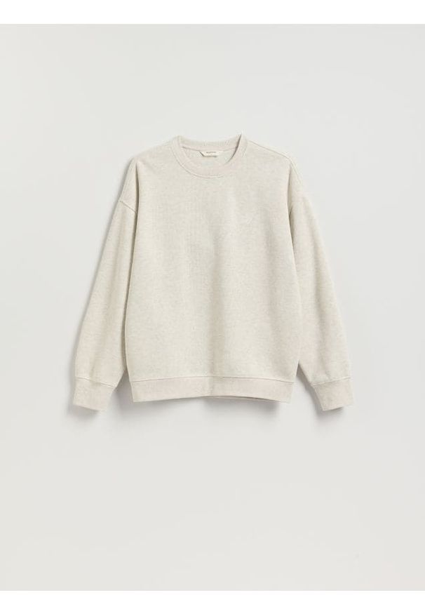 Reserved - Bluza z drobnym haftem - złamana biel. Materiał: bawełna, dzianina. Wzór: haft