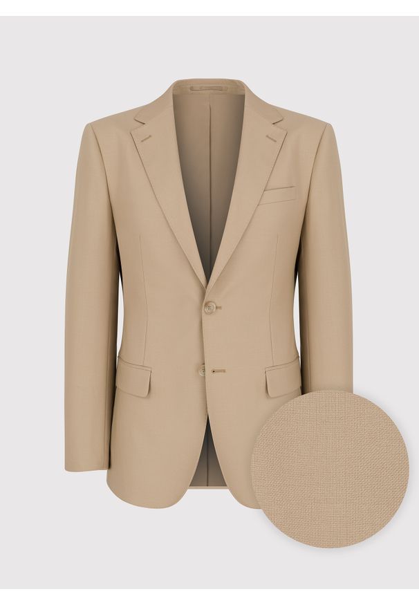 Pako Lorente - PAKO LORENTE – Beżowa garniturowa marynarka męska z wełną. Kolor: beżowy. Materiał: wełna. Styl: elegancki