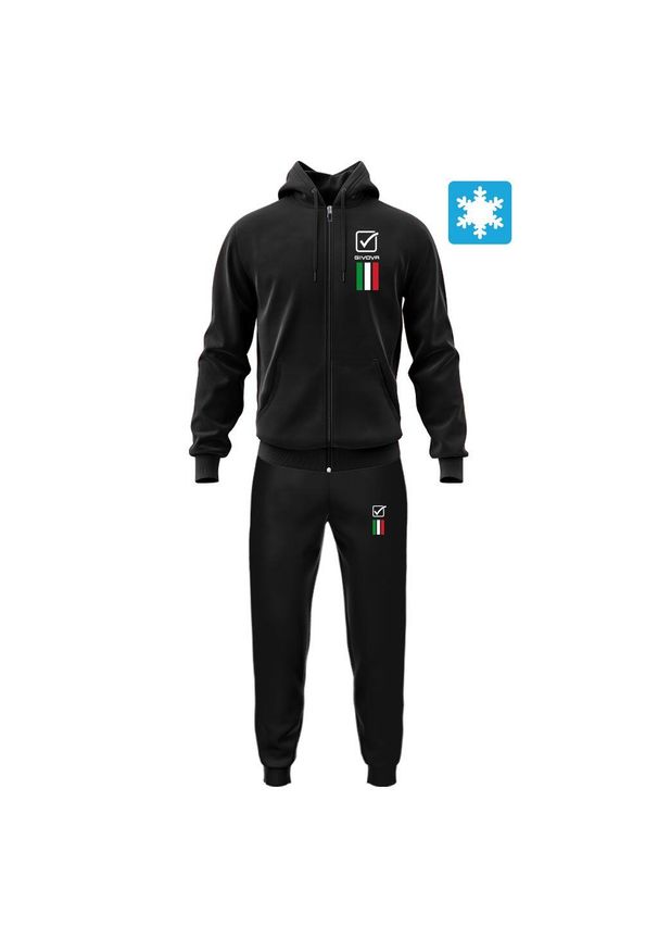 Givova Tuta Italia 101 dres męski z kapturem, polar L. Kolor: czarny, pomarańczowy, wielokolorowy. Materiał: polar, dresówka. Sport: fitness