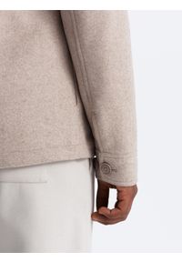 Ombre Clothing - Lekka flauszowa męska kurtka z dodatkiem wiskozy – beżowa V1 OM-JANP-0199 - XXL. Okazja: na co dzień. Typ kołnierza: kołnierzyk klasyczny. Kolor: beżowy. Materiał: wiskoza. Styl: wizytowy, klasyczny, casual #3