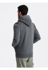 Ombre Clothing - Rozpinana męska dresowa bluza BASIC – grafitowa V11. Okazja: na co dzień. Typ kołnierza: kaptur. Kolor: szary. Materiał: dresówka. Styl: casual #7
