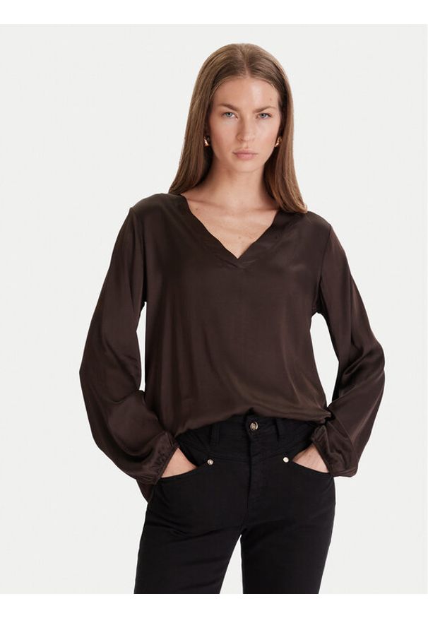 Maryley Bluzka 25IB824/18CO Brązowy Regular Fit. Kolor: brązowy. Materiał: wiskoza