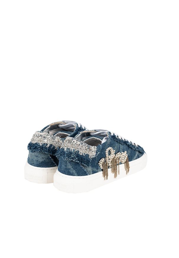 Patrizia Pepe Sneakersy | 2V9435 A6M4 | Kobieta | Niebieski. Kolor: niebieski. Materiał: materiał. Wzór: napisy, aplikacja