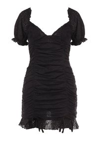 Born2be - Czarna Sukienka Pereis. Typ kołnierza: dekolt gorset, dekolt kwadratowy. Kolor: czarny. Materiał: bawełna. Wzór: aplikacja, haft. Typ sukienki: gorsetowe. Długość: mini #2