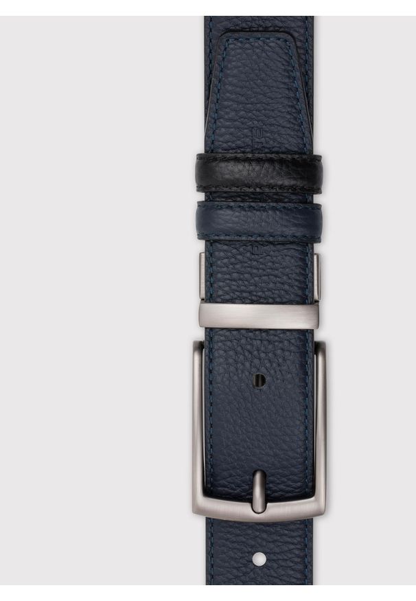 Pako Lorente - PAKO LORENTE – Dwustronny skórzany pasek męski. Materiał: skóra