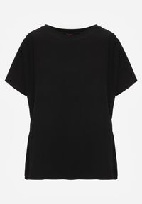 Born2be - Czarny T-shirt Bawełniany Klasyczny o Fasonie Oversize z Dłuższym Tyłem Nemedora. Okazja: na co dzień. Kolor: czarny. Materiał: bawełna. Długość: długie. Styl: klasyczny #4