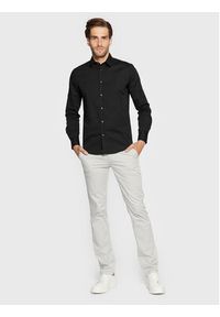 Sisley Koszula 5CNX5QL19 Czarny Slim Fit. Kolor: czarny. Materiał: bawełna #4