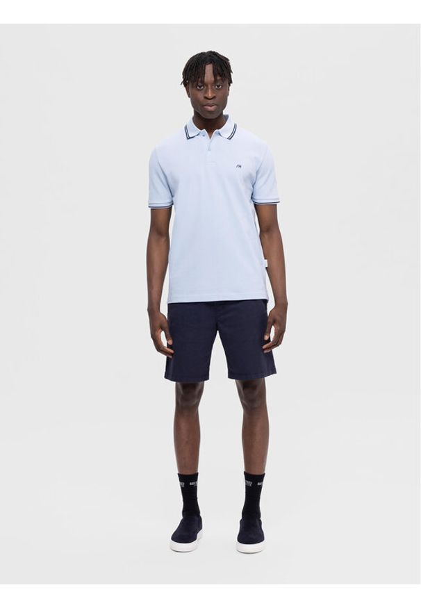 Selected Homme Polo 16087840 Błękitny Regular Fit. Typ kołnierza: polo. Kolor: niebieski. Materiał: bawełna