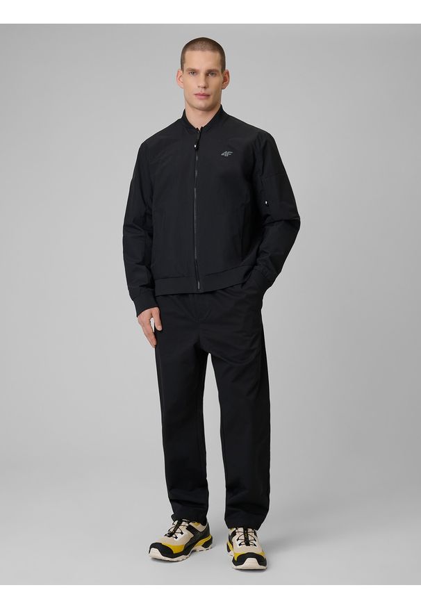 4f - 4F Kurtka przejściowa męska - czarna 3XL. Okazja: na co dzień. Kolor: czarny. Materiał: materiał. Styl: casual, sportowy
