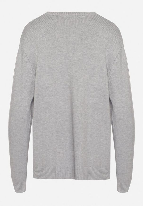 Born2be - Szary Kardigan z Bawełną Kieszeniami i Tłoczeniami Mevalee. Okazja: na co dzień. Kolor: szary. Materiał: bawełna. Długość rękawa: długi rękaw. Długość: długie. Wzór: aplikacja. Sezon: wiosna, jesień. Styl: klasyczny, casual, elegancki