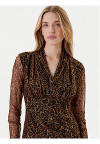 DKNY Bluzka P53HVCMM Brązowy Regular Fit. Kolor: brązowy. Materiał: syntetyk #5