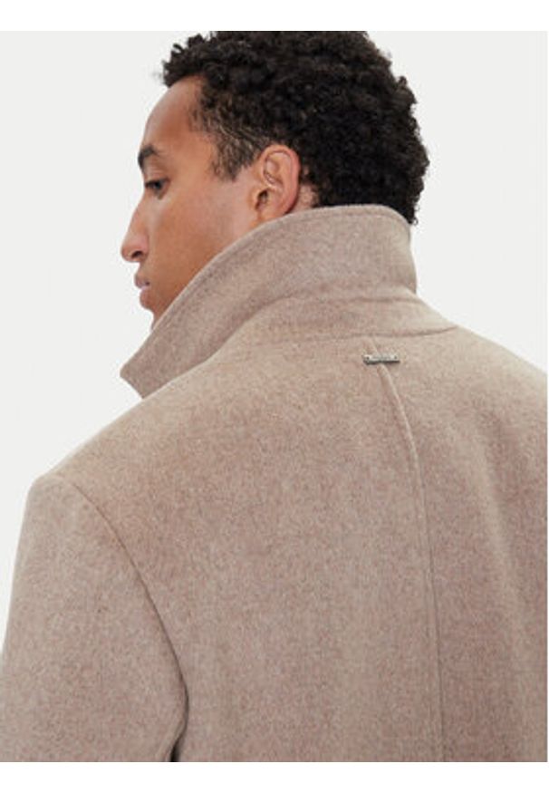 Guess Płaszcz wełniany M4BL3S WGJ82 Beżowy Slim Fit. Kolor: beżowy. Materiał: syntetyk