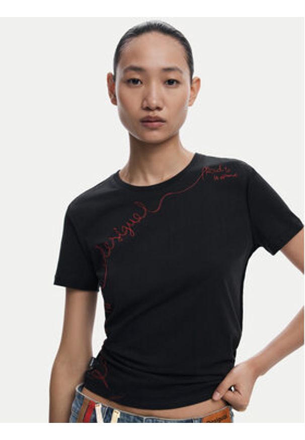 Desigual T-Shirt Charly 25WWTK08 Czarny Regular Fit. Kolor: czarny. Materiał: bawełna