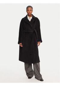Marella Płaszcz wełniany English 2523016142 Czarny Regular Fit. Kolor: czarny. Materiał: wełna #1